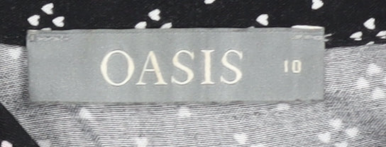 Womens UK Size 10 Oasis Black Basic Button-Up