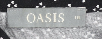 Womens UK Size 10 Oasis Black Basic Button-Up