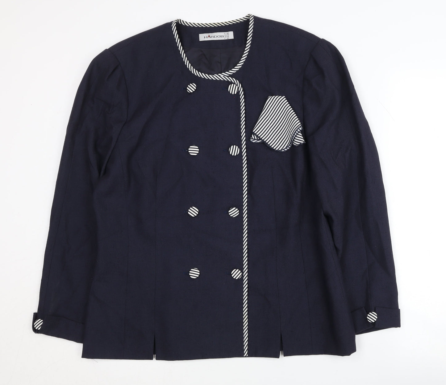 Hardob Women's Blue Double-Breasted Blazer, Size 14