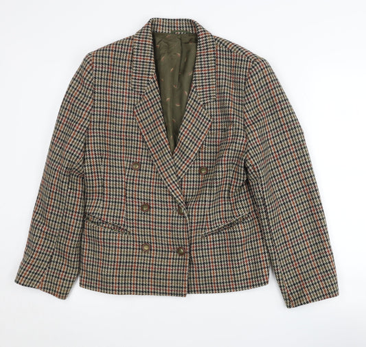 Marks and Spencer Wool Blazer, Women, Multicoloured, Size 12