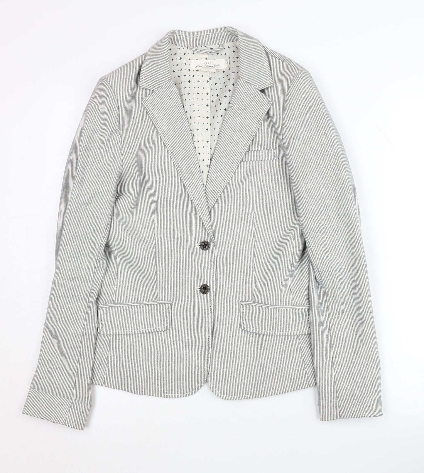 H&M Women's Grey Pinstripe Blazer, Size 8, Regular