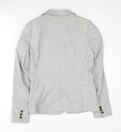 H&M Women's Grey Pinstripe Blazer, Size 8, Regular