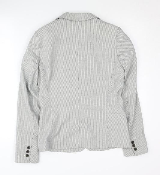 H&M Women's Grey Pinstripe Blazer, Size 8, Regular