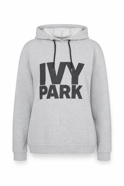 Front view of Ivy Park Women's Grey Pullover Hoodie M