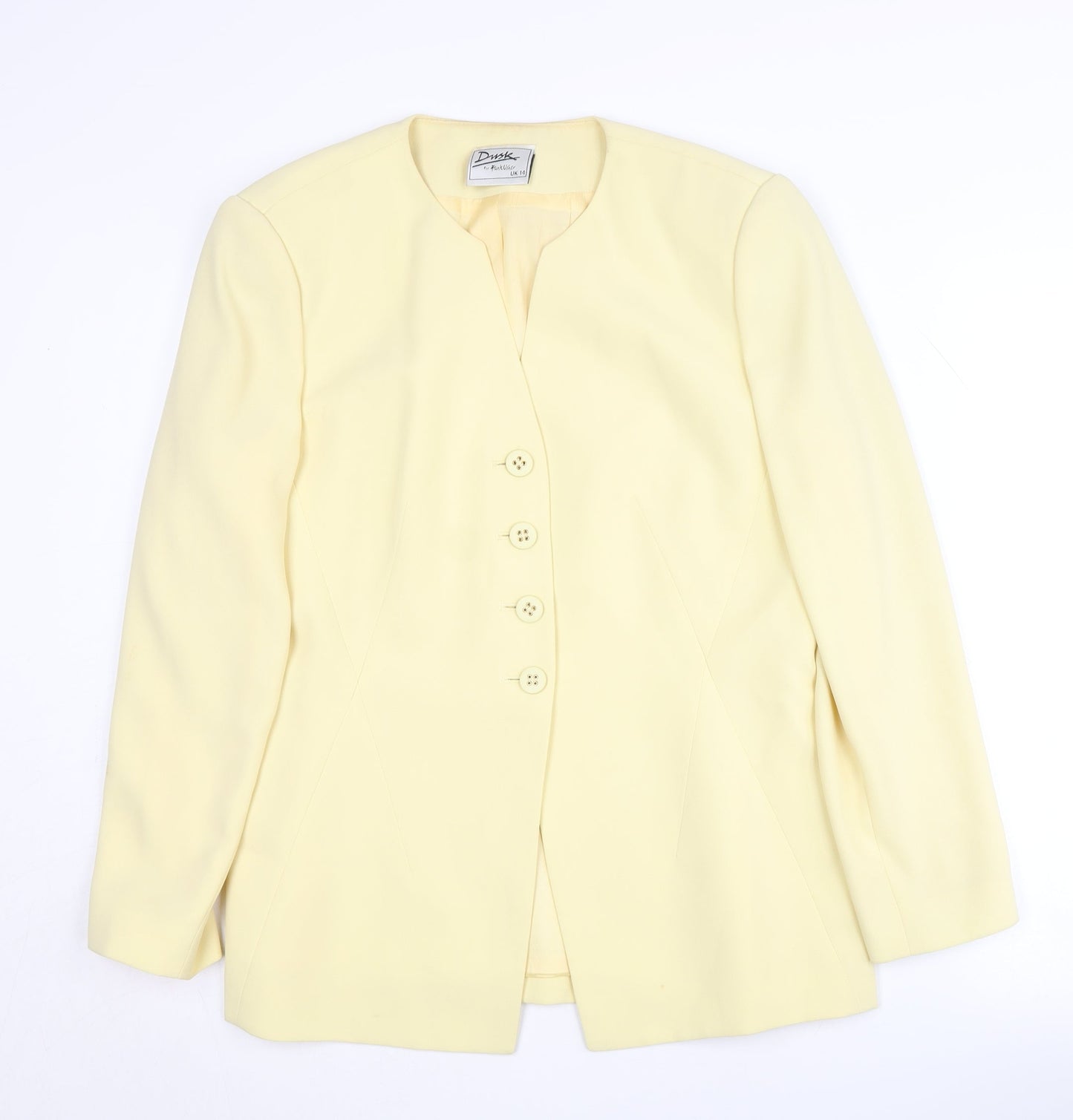 Frank Usher Women's Yellow Blazer Size 14, Lined, Classic