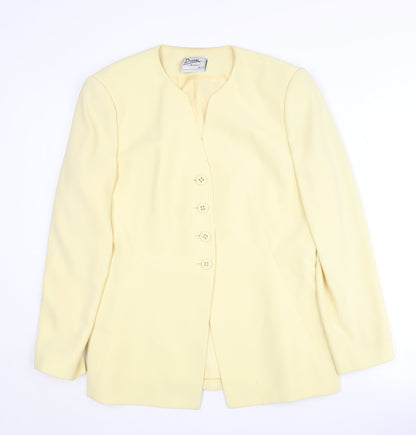 Frank Usher Women's Yellow Blazer Size 14, Lined, Classic
