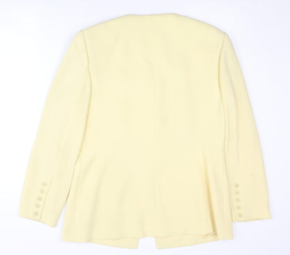 Frank Usher Women's Yellow Blazer Size 14, Lined, Classic