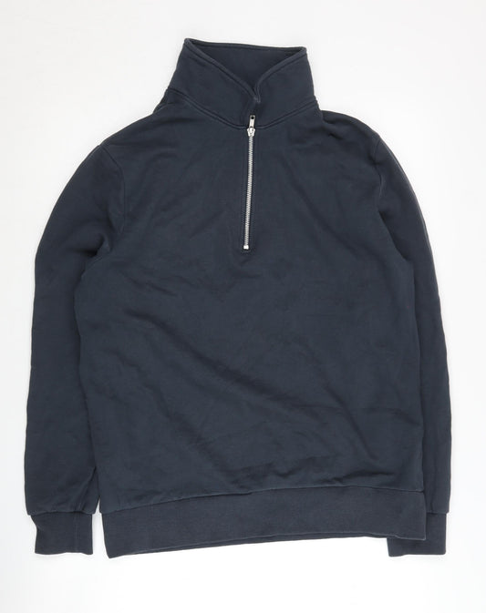 Mens UK Size M ASOS DESIGN Blue 1/2 Zip Sweatshirt