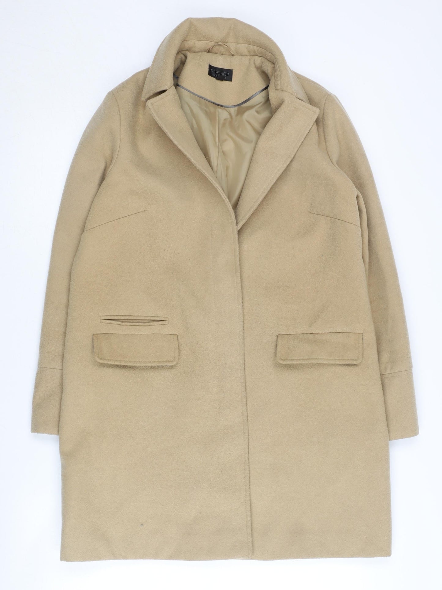 Womens UK Size 10 Topshop Beige Overcoat