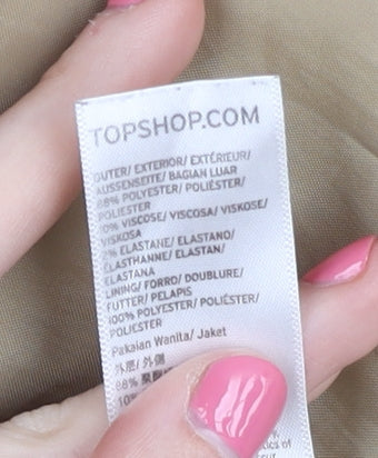 Womens UK Size 10 Topshop Beige Overcoat