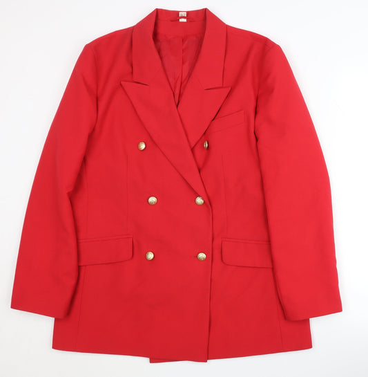 C&A Women's Red Blazer Size 16 Double Breasted