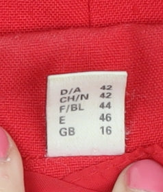 C&A Women's Red Blazer Size 16 Double Breasted