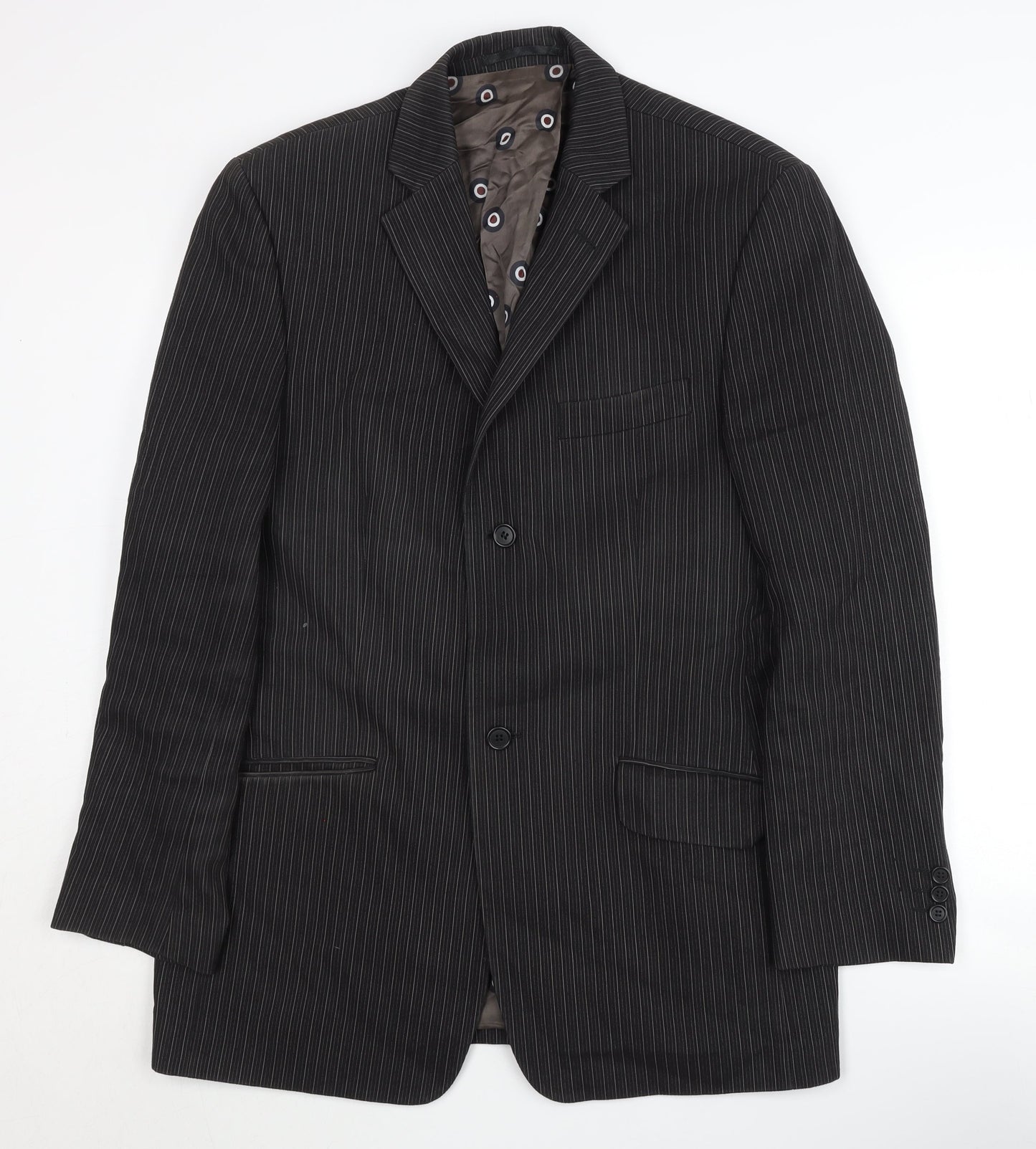 Ben Sherman Men's Black Striped Suit Jacket, Size 40R, Vintage