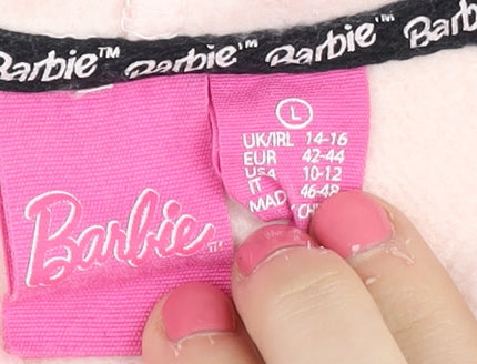 Barbie Women's Orange Pullover Sweatshirt, Size L Logo Accent