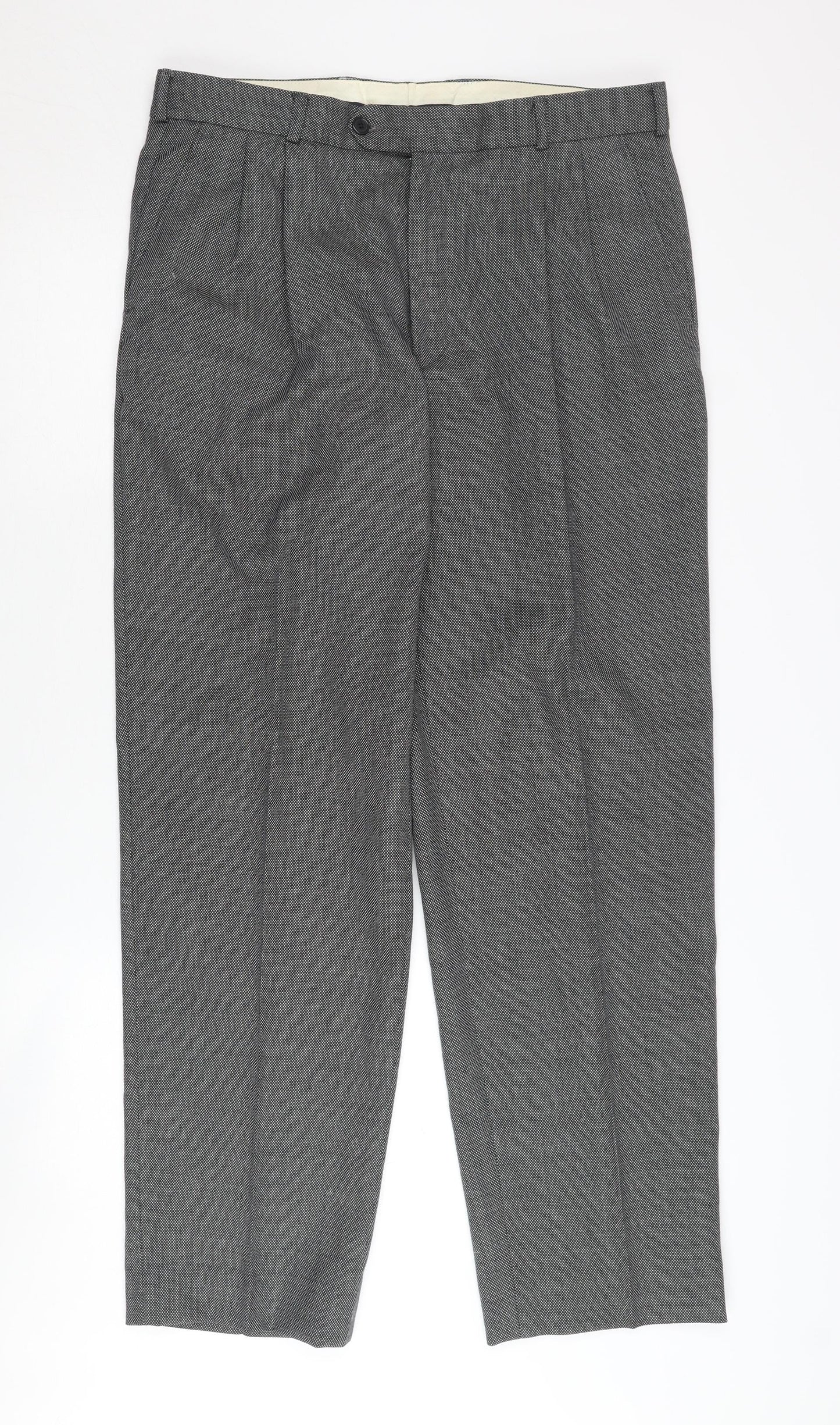 Savoy Taylors Guild Men's Grey Pleated Trousers 42R