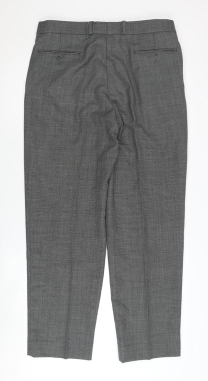 Savoy Taylors Guild Men's Grey Pleated Trousers 42R