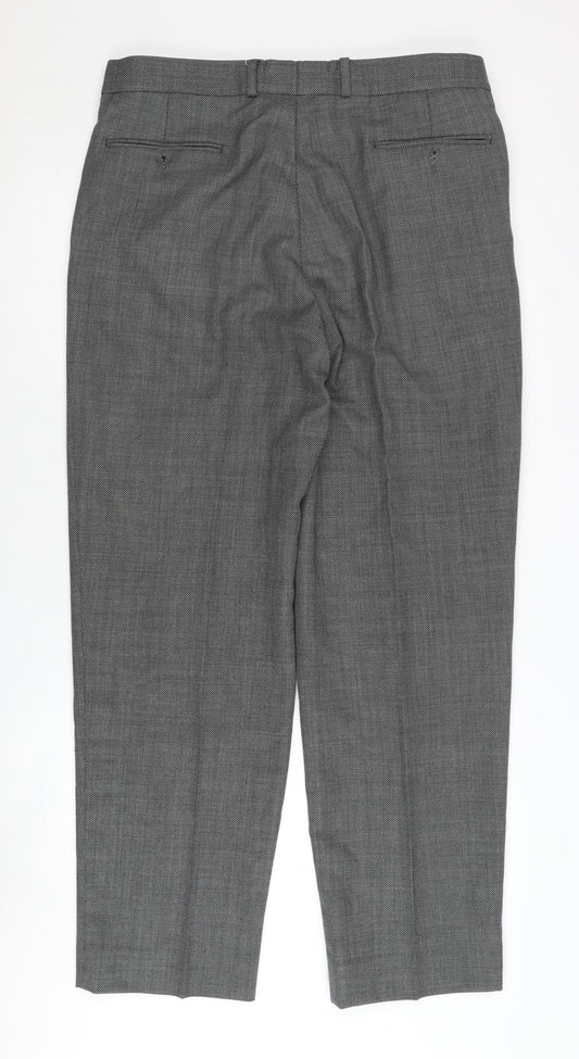 Savoy Taylors Guild Men's Grey Pleated Trousers 42R