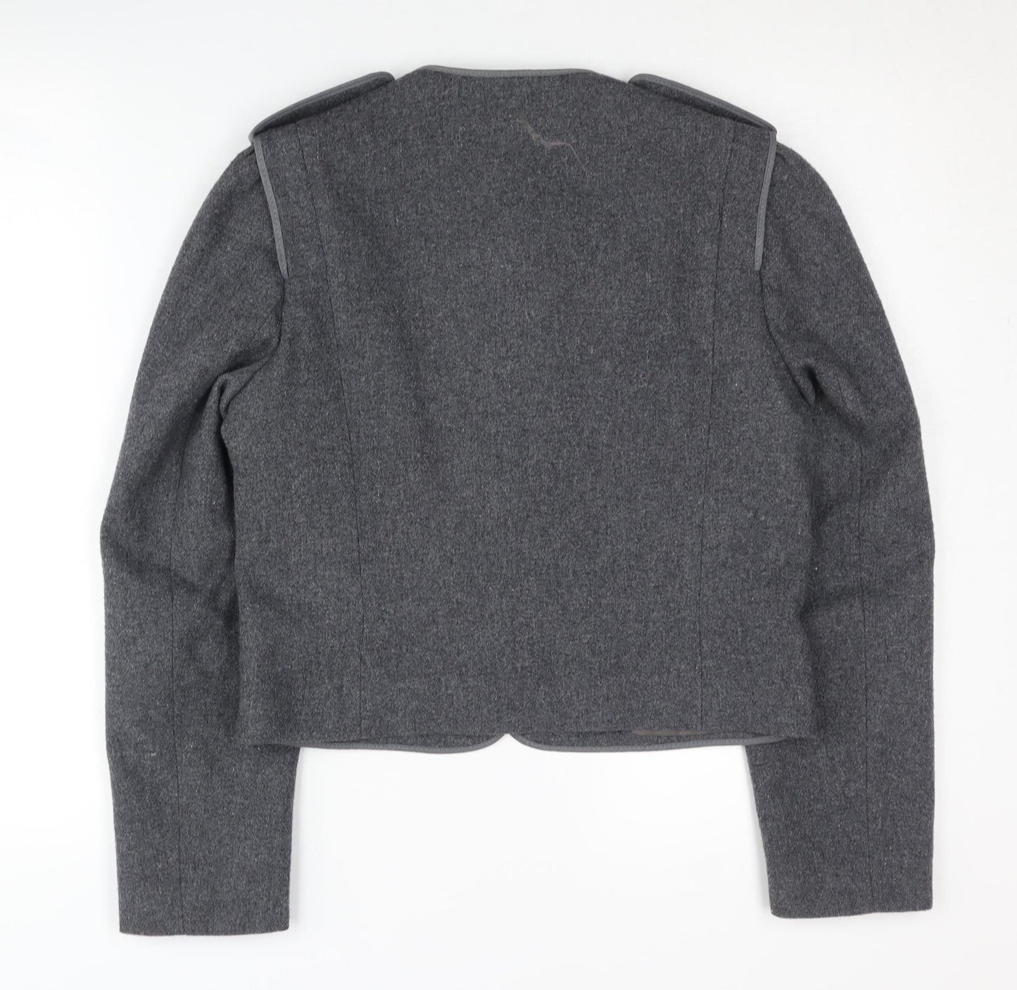 C&A Women's Grey Blazer, Size 12, Wool Blend, Five-Button