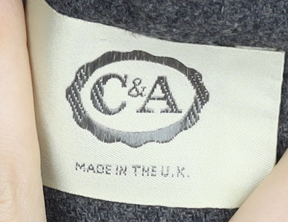 C&A Women's Grey Blazer, Size 12, Wool Blend, Five-Button