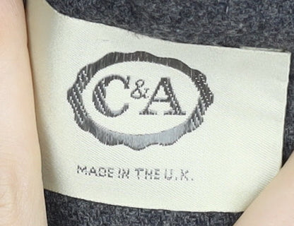 C&A Women's Grey Blazer, Size 12, Wool Blend, Five-Button