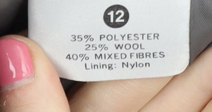 C&A Women's Grey Blazer, Size 12, Wool Blend, Five-Button