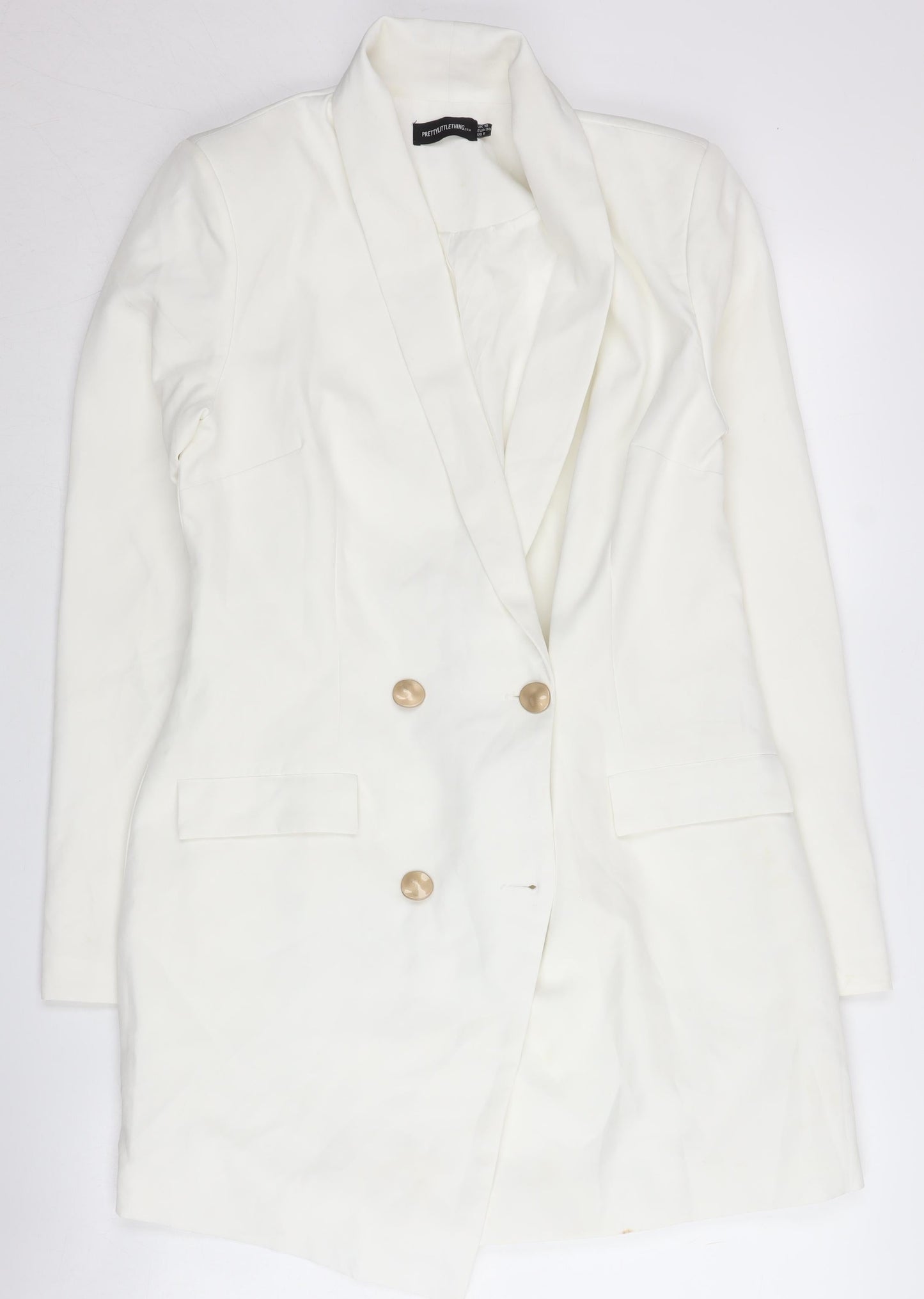 PrettyLittleThing Women's White Regular Blazer UK 10
