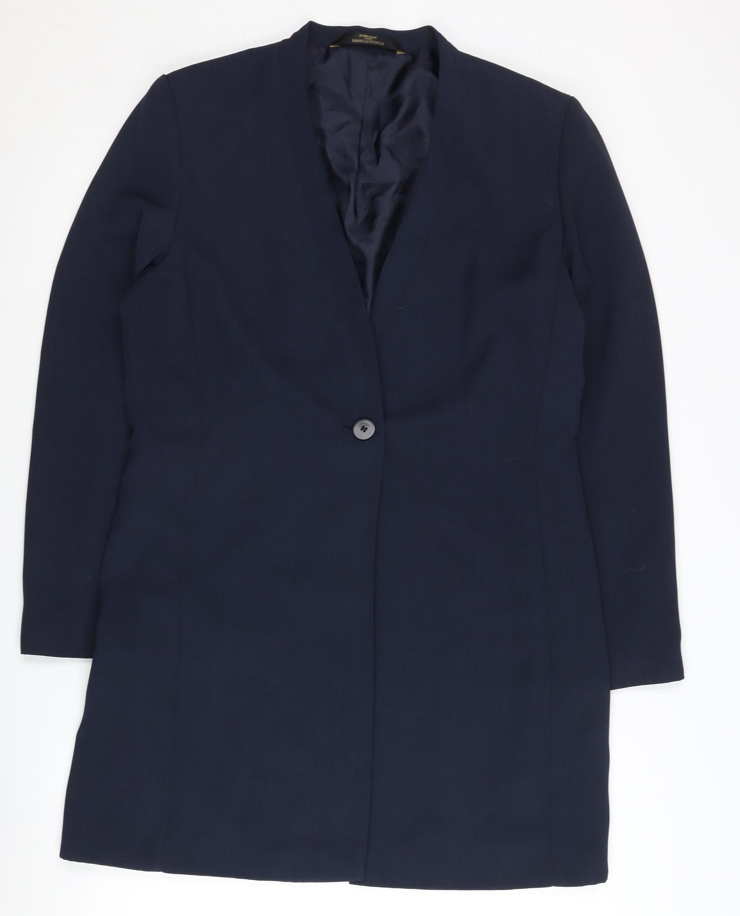 Marks & Spencer Women's Blue Blazer, Size 12, Classic Long-Sleeve
