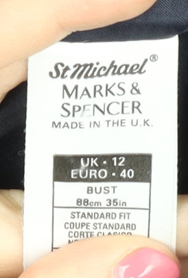 Marks & Spencer Women's Blue Blazer, Size 12, Classic Long-Sleeve