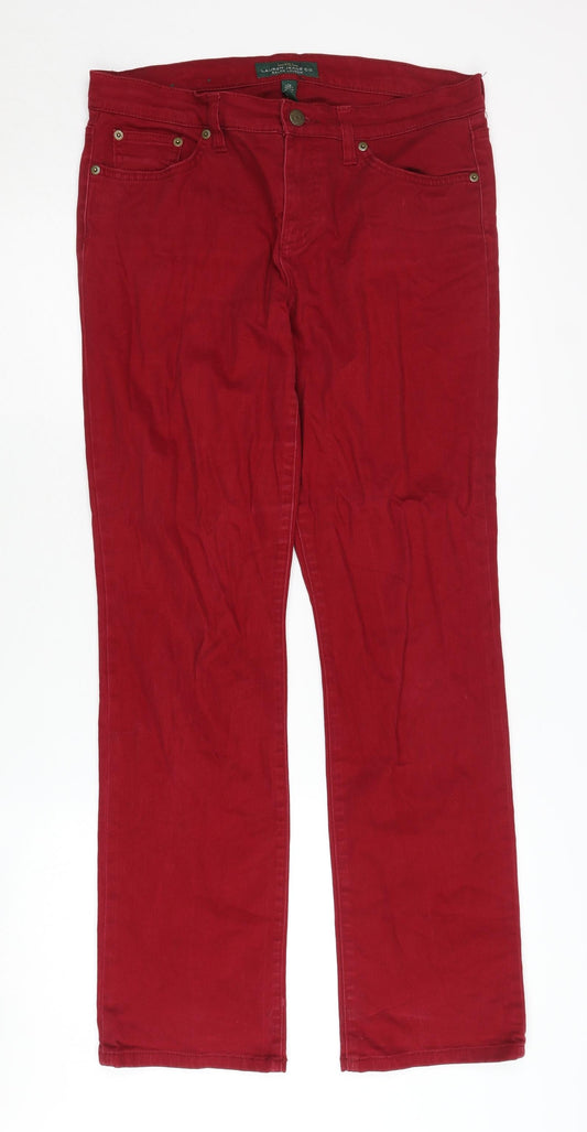 Lauren Ralph Lauren Women's Red Straight Jeans Size 10
