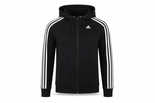 Front view of Adidas Men's Black XS Track Jacket With Hooded Style