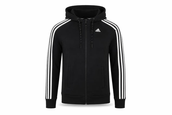 Front view of Adidas Men's Black XS Track Jacket With Hooded Style