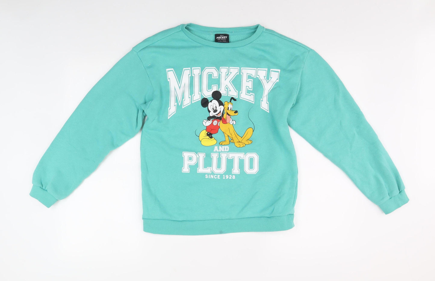 Disney Girls Blue Sweatshirt 12-13 Years Mickey & Pluto Pullover