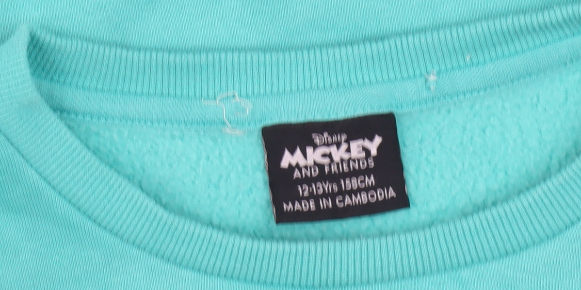 Disney Girls Blue Sweatshirt 12-13 Years Mickey & Pluto Pullover