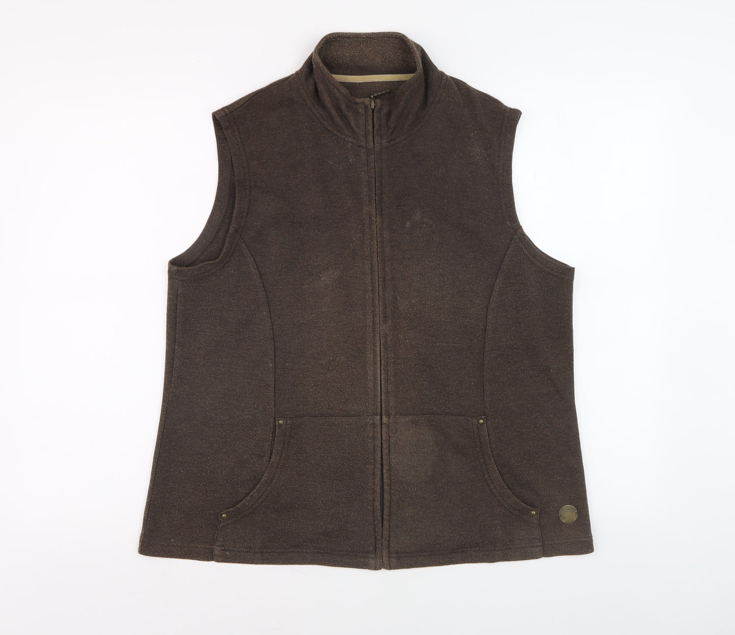 Dash Women's Brown Sleeveless Zip Waistcoat Size 16