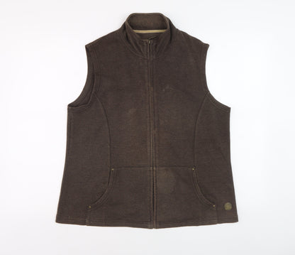 Dash Women's Brown Sleeveless Zip Waistcoat Size 16