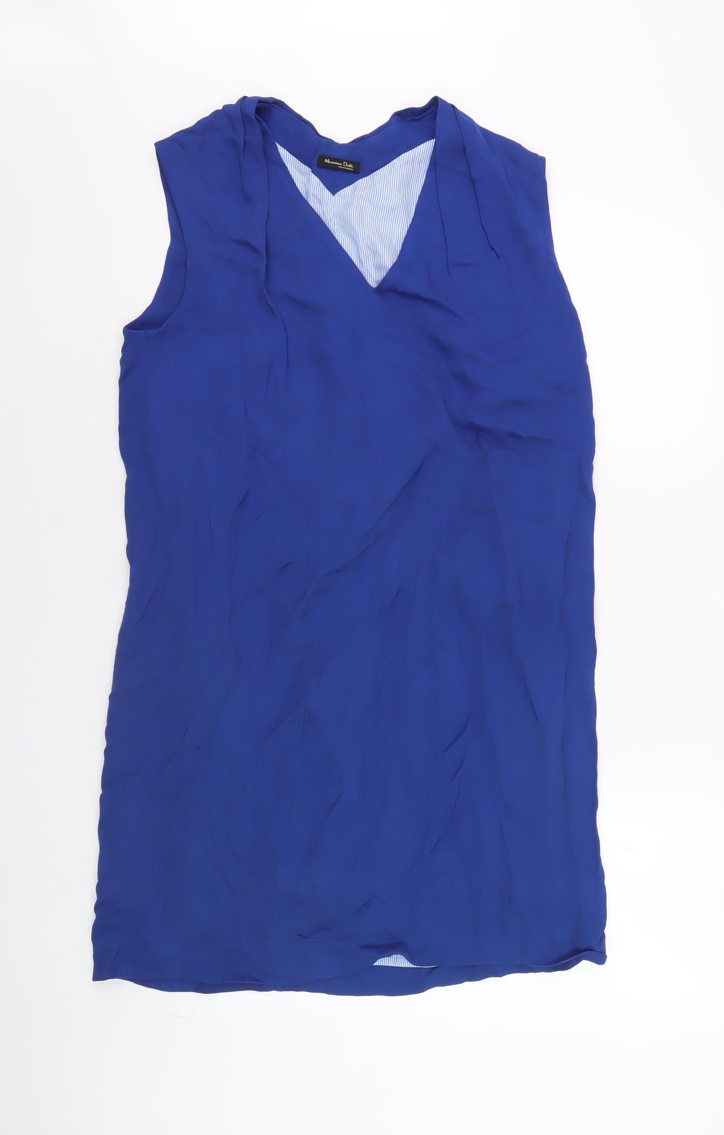 Massimo Dutti Women’s Blue V-Neck Sleeveless Shift Dress
