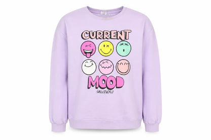 Front view of Smiley World girls’ purple pullover sweatshirt 13-14 years