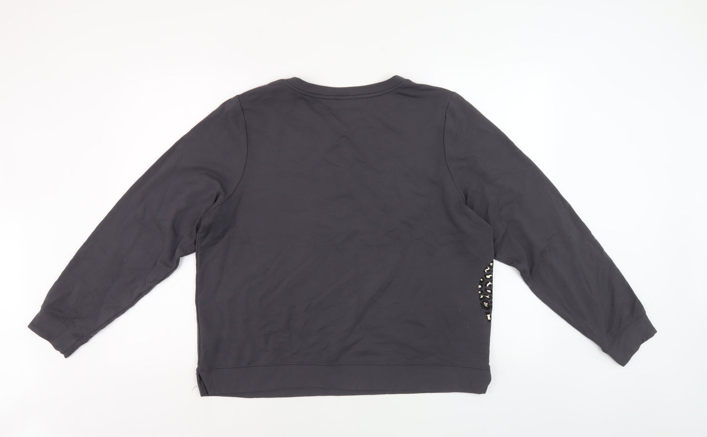 Oasis Women's Grey Pullover Sweatshirt L Embroidered