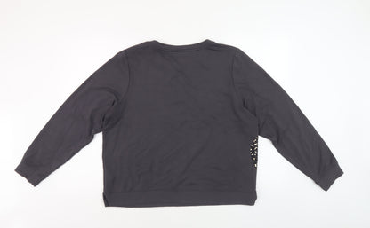 Oasis Women's Grey Pullover Sweatshirt L Embroidered
