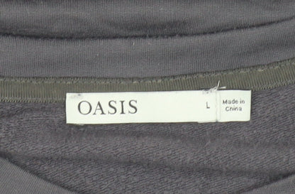 Oasis Women's Grey Pullover Sweatshirt L Embroidered