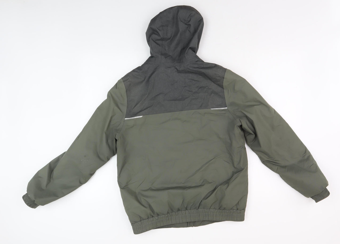 Decathlon Boys Green Puffer Jacket 12-13 Hooded Mid-Length