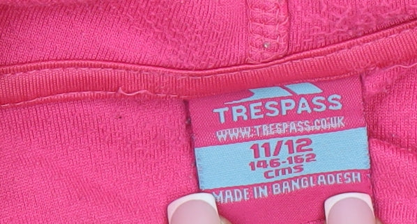 Trespass Girls Pink Fleece Jacket, Hooded, 11-12 Years