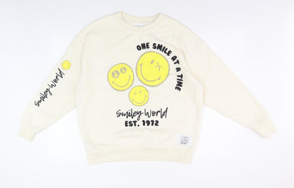 Smiley World Unisex Ivory Pullover Sweatshirt XS