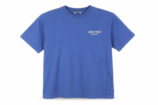 Front view of Jack Wills women’s blue t-shirt, size uk10, solid colour