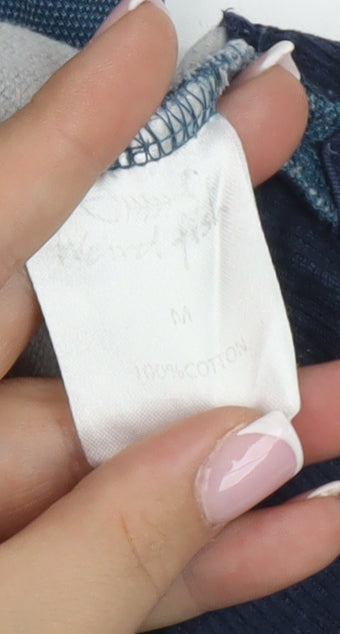 Weird Fish Men's Medium Blue Cotton Zip Polo