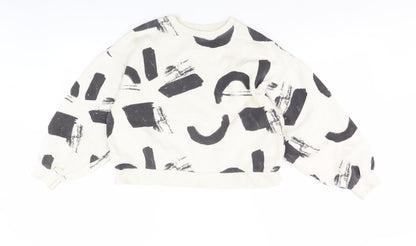 Zara Boys Graphic Print Sweatshirt, Size 11-12, Black/White