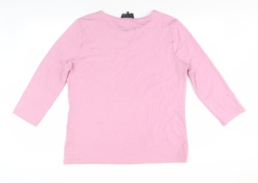 Viyella Women Pink XL 3/4 Sleeve Crew Neck T-Shirt