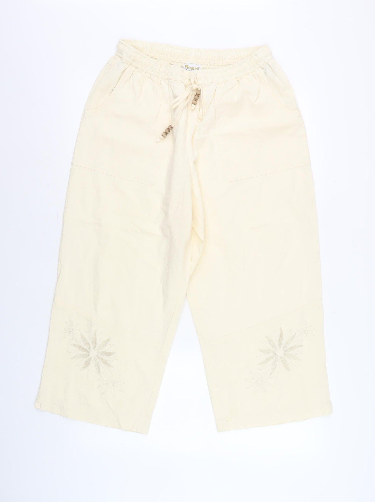 Roman Originals Women's Ivory Embroidered Trousers