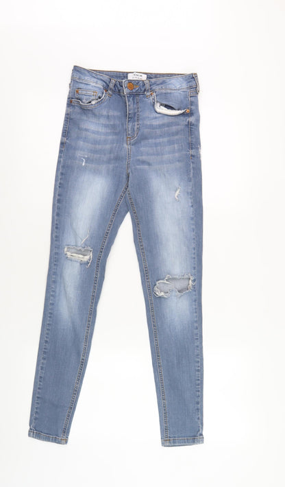 Miss Selfridge Women's Blue Distressed Skinny Jeans Size 8