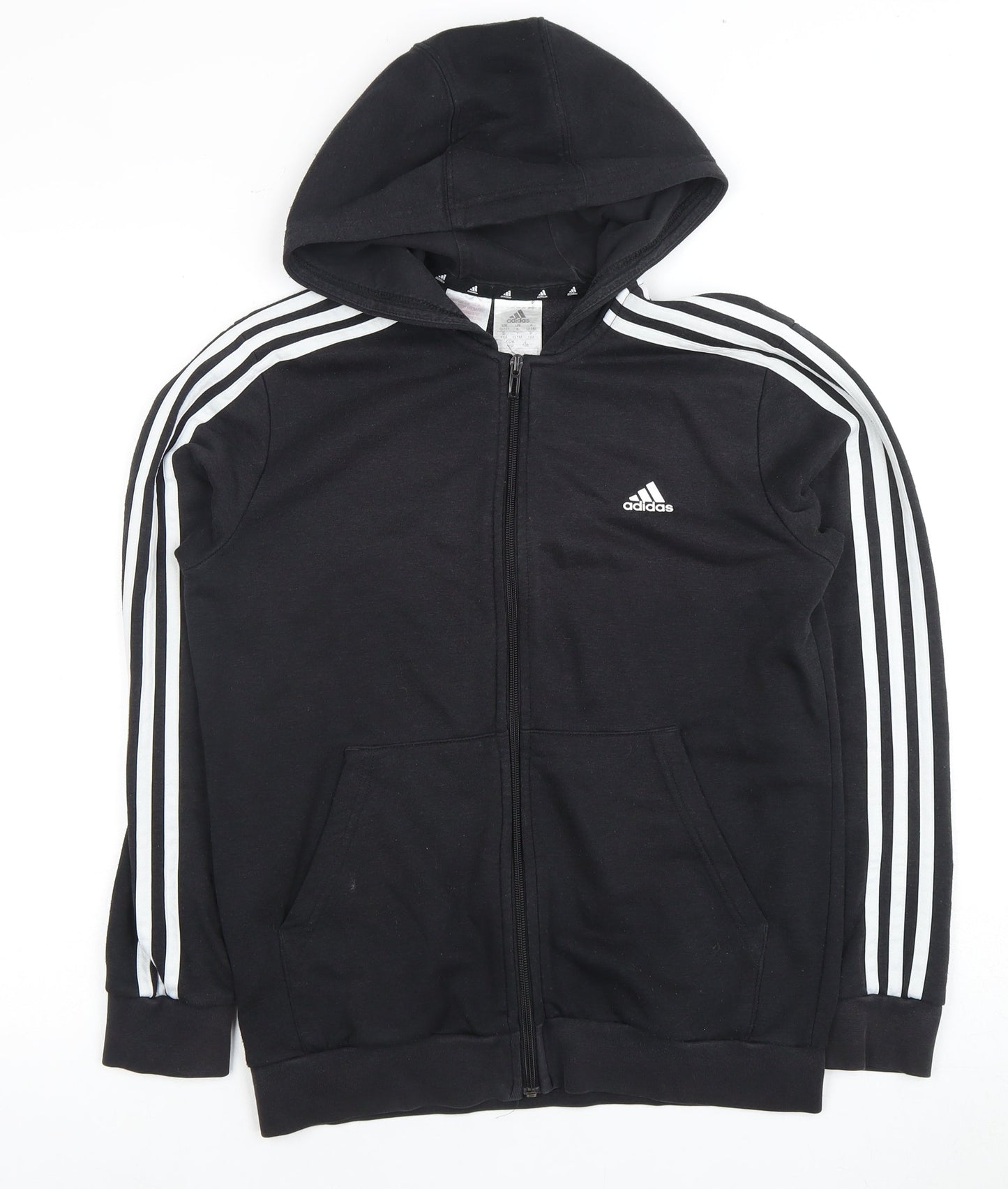 Adidas Boys Black Full Zip Hoodie 13-14 Years with Logo